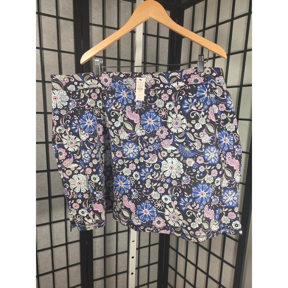 Talbots Womens 3X Floral‎ Print Skort Navy Pink Cotton Stretch Active Skirt